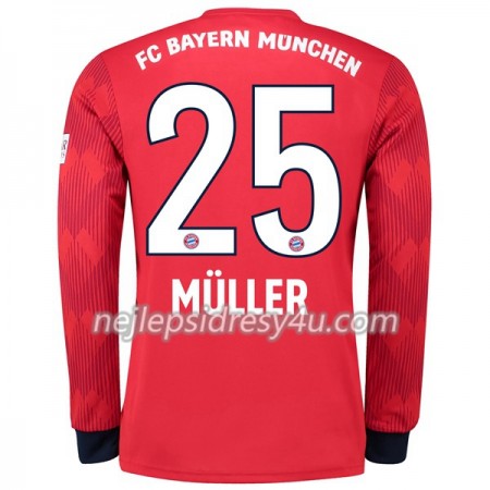 Fotbalový Dres FC Bayern Mnichov Muller 25 Domácí 2018/19 Dlouhý Rukáv